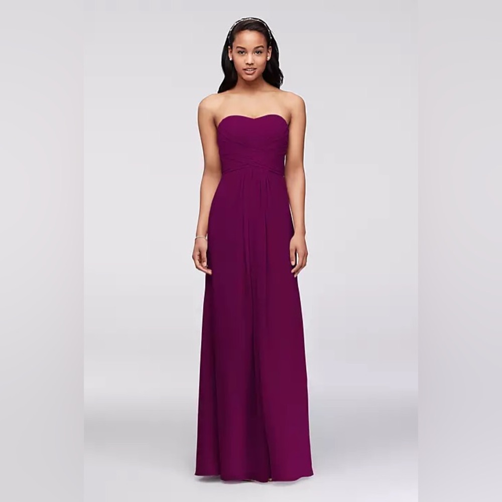 David’s Bridal Long Strapless Chiffon Formal Prom Dress
